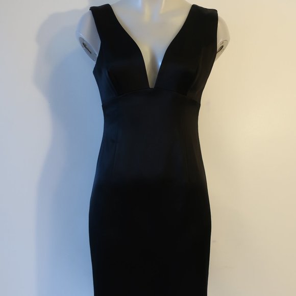NWT Womens L'Agence Black Sleeveless Satin Sheath Dress 6 * - Picture 4 of 12
